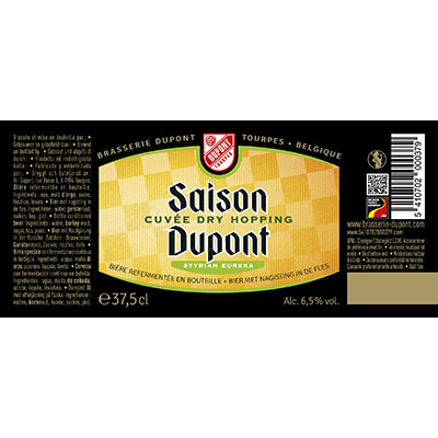 5410702000379 Saison Dupont Cuvée dry hopping 2017 - 37,5cl Bier met nagisting in de fles Sticker Front